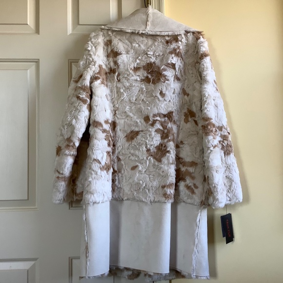 Adrienne Landau Reversible Faux Fur Shearling Coat Ivory Large - Picture 12 of 14